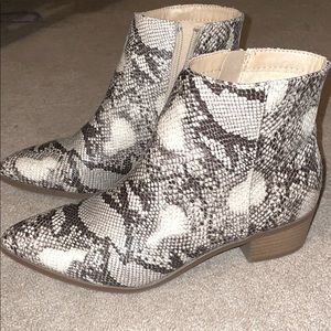 Snakeskin booties